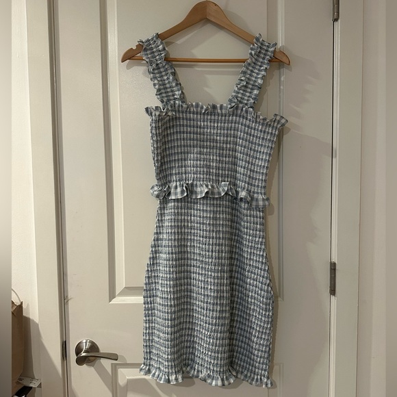 ASOS DESIGN shirred body-conscious mini sundress in pastel gingham - Picture 3 of 5